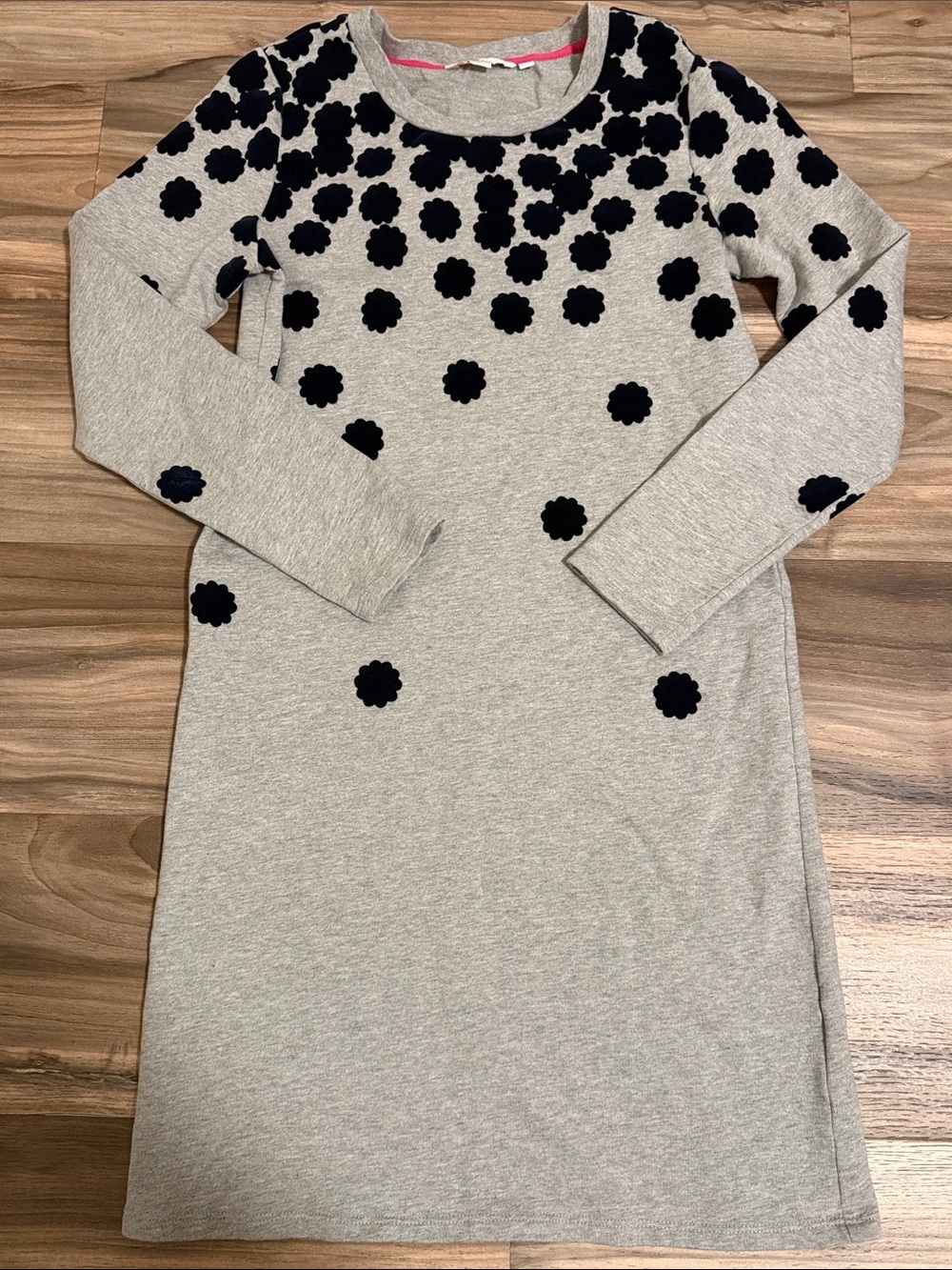 Boden Velvet Floral Dotted Sweater Dress Women's Gray L/S Women’s Sz. 2R Mini